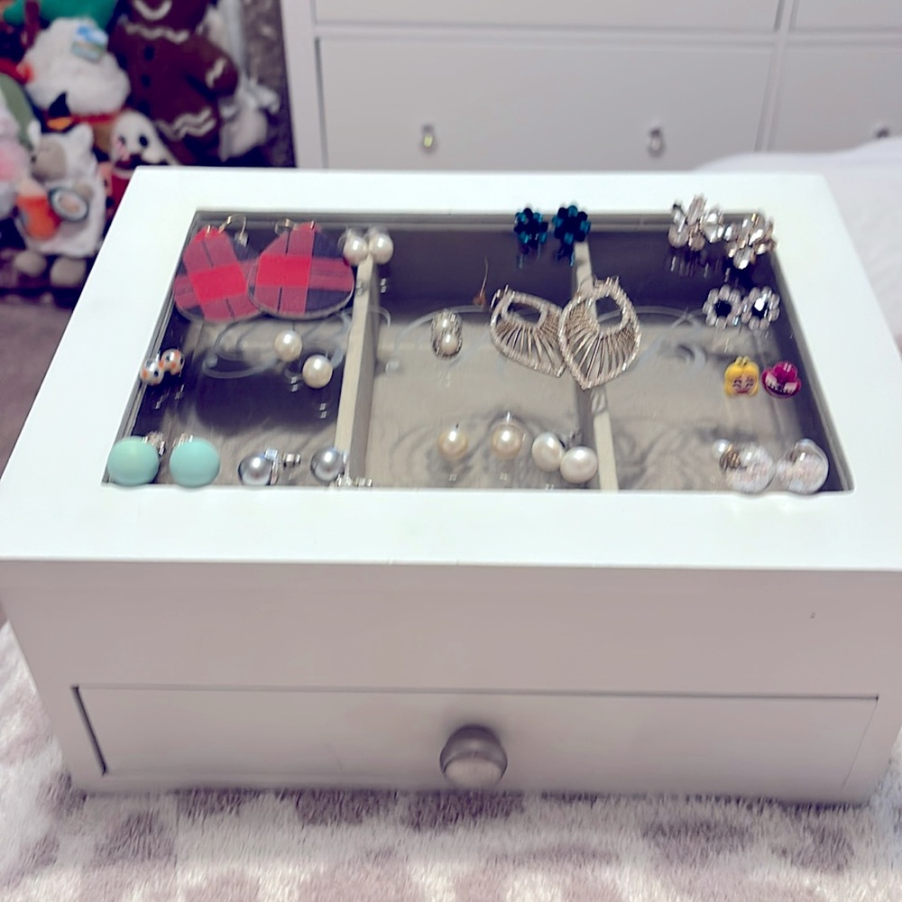 Assortment/Lot of 15 different pairs of earrings: pearls, rhinestones, j.Crew